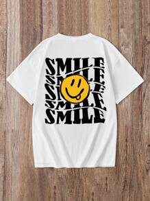 SHEIN Leap Crew 青少年女孩休闲卡通印花短袖 T 恤，适合夏季 - 白色 - 查看 1