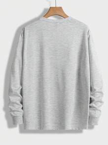 GENTILAND 男士建築物和標語圖案T恤 - 淺灰色 - 查看 2