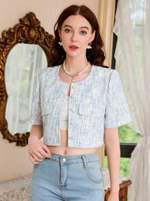 SHEIN MOD Chi tiết về Flap Nút phía trước Mùa vụ Áo khoác - Nhiều màu - Xem 4