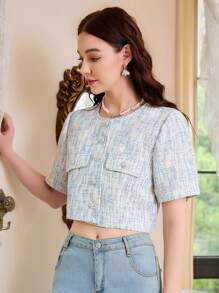 SHEIN MOD Chi tiết về Flap Nút phía trước Mùa vụ Áo khoác - Nhiều màu - Xem 6