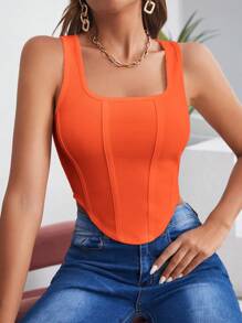 SHEIN BAE Tank Top mit eckigem Ausschnitt, Zipfelsaum