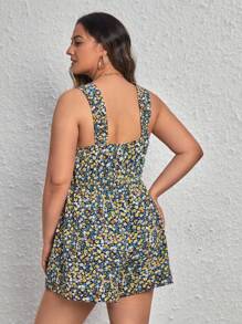 SHEIN VCAY Plus Ditsy Floral Print Cami Romper Without Belt - Multicolor - View 2