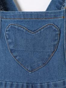 女小童荷葉邊喇叭牛仔背帶褲 - 中等水洗藍 - 查看 4