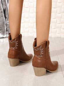 刺繡隨機女士們西部牛仔靴子 - 棕色 - 查看 3