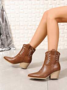 刺繡隨機女士們西部牛仔靴子 - 棕色 - 查看 5