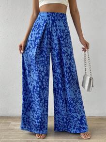 Breezaya Allover Print Wide Leg Pants - Blue - View 5