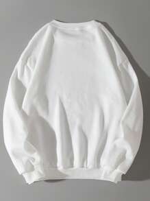 INAWLY Halloween Letter Graphic Thermal Lined Sweatshirt - White - View 2