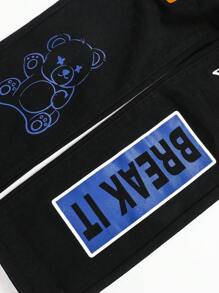 SHEIN Tween Boy Bear & Letter Graphic Jeans - Black - View 4