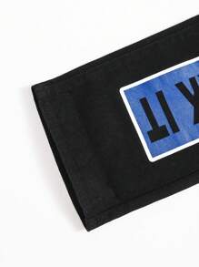 SHEIN Tween Boy Bear & Letter Graphic Jeans - Black - View 5