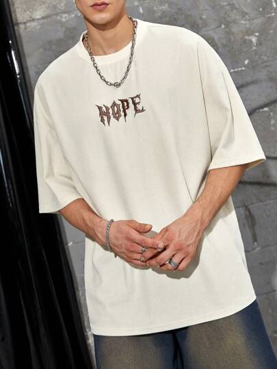 Guys Letter Graphic Drop Shoulder Tee