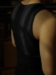 Men Solid Ribbed Knit Sweater Vest - Black - View 2