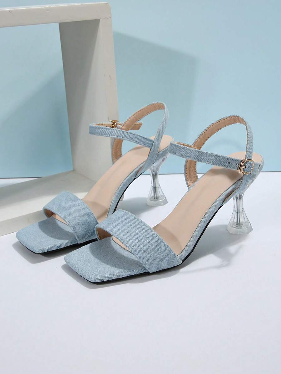 Sandales Femme à Talons Hauts 7 Cm - Scintillantes, Confort, été | Style Floqué, Semelle Caoutchouc, Large