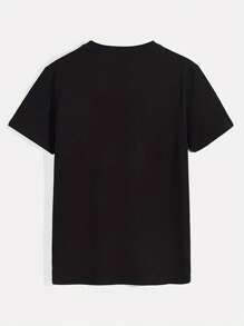 Men's Casual Slim Fit Crew Neck T-Shirt, Suitable For Commuting - Black - View 2