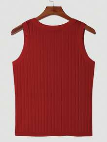 Men Solid Ribbed Knit Sweater Vest