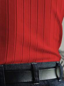 Men Solid Ribbed Knit Sweater Vest