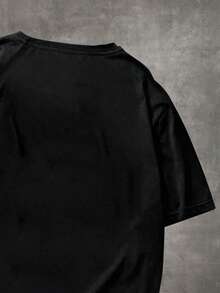 ROMWE MEN Grunge Punk Guys Letter Skull & Wings Graphic Tee - Black - View 3