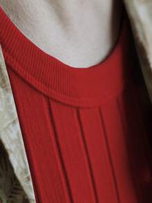 Men Solid Ribbed Knit Sweater Vest