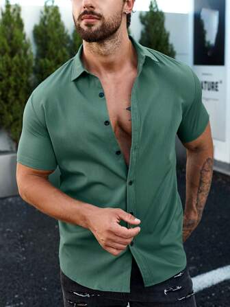 Manfinity Men Button Through Solid Shirt