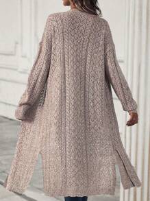 EMERY ROSE 混色针织落肩开衫、长袖上衣 - 杏色 - 查看 2