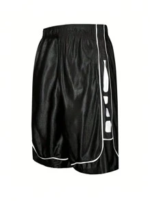 Running 男士拼接滾邊運動短褲 - 黑色 - 查看 1