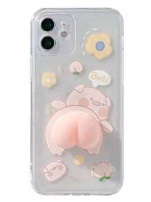 Funny 3D Peach Decor Cartoon Graphic Phone Case Compatible With IPhone 11,IPhone 13,IPhone 14 Pro Max - Multicolor - View 4
