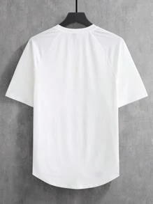 Manfinity Homme Men T-Shirts Fit Crew Neck Short Sleeve Plain Casual Simple Summer Polyester - White - View 2