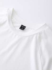 Manfinity Homme Men T-Shirts Fit Crew Neck Short Sleeve Plain Casual Simple Summer Polyester - White - View 7