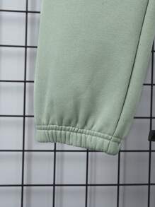 SHEIN 男大童熊和字母圖案保暖套頭衫和運動褲 - 薄荷綠 - 查看 10