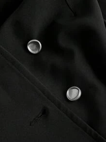 SHEINNeu 西裝領前紐扣襯衫連衣裙 - 黑色 - 查看 4