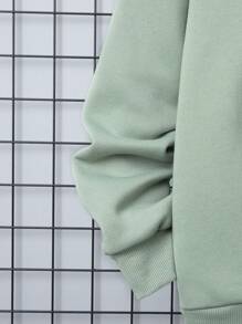 SHEIN 男大童熊和字母圖案保暖套頭衫和運動褲 - 薄荷綠 - 查看 12