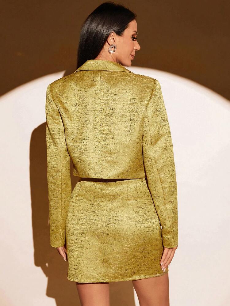 Single Button Blazer & Skirt Fall Cloth For Women
