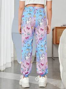 SHEIN Tween Girl Unicorn Print Ombre Sweatpants