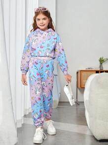 SHEIN Tween Girl Unicorn Print Ombre Sweatpants