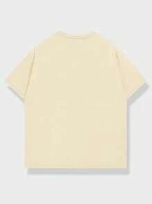 ROMWE MEN Street Life Nam Slogan & In hoa bóng rổ Áo thun - Màu Khaki - Xem 2