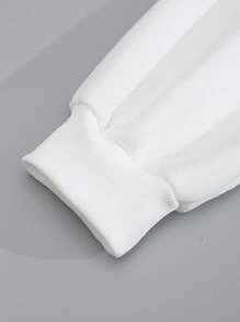 INAWLY Đồ họa Trái tim & Chữ cái Lót nhiệt Áo nỉ - trắng - Xem 6