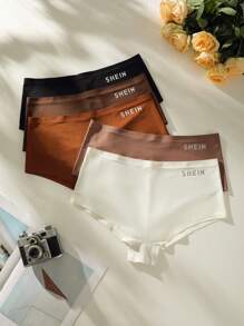 SHEIN Kích thước lớn 5 gói Đồ họa Chữ cái Nhiều màu Căng cao Thoải mái Quần nữ - Nhiều màu - Xem 1