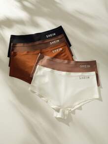 SHEIN Kích thước lớn 5 gói Đồ họa Chữ cái Nhiều màu Căng cao Thoải mái Quần nữ - Nhiều màu - Xem 4