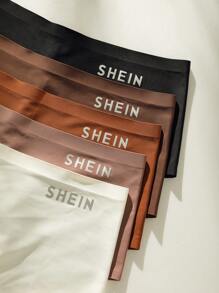 SHEIN Kích thước lớn 5 gói Đồ họa Chữ cái Nhiều màu Căng cao Thoải mái Quần nữ - Nhiều màu - Xem 5