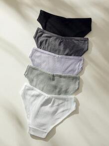 5件字母補丁細節條紋針織內褲 - 彩色 - 查看 2
