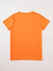 SHEIN EZwear Letter Graphic Tee - Orange - View 2