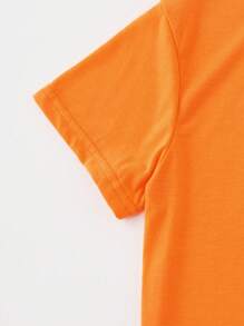 SHEIN EZwear Letter Graphic Tee - Orange - View 3