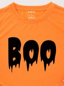 SHEIN EZwear Letter Graphic Tee - Orange - View 4