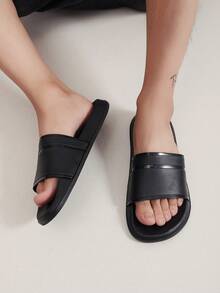 2023新風格拖鞋情侶夏天運動家居拖鞋帶軟底和氣墊,麵包形家居拖鞋,防滑軟底拖鞋適合男士,塑膠拖鞋適合男士,黑色居家舒適男士拖鞋 - 黑色 - 查看 5