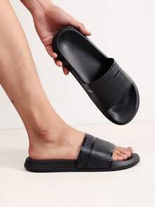 2023新風格拖鞋情侶夏天運動家居拖鞋帶軟底和氣墊,麵包形家居拖鞋,防滑軟底拖鞋適合男士,塑膠拖鞋適合男士,黑色居家舒適男士拖鞋 - 黑色 - 查看 6