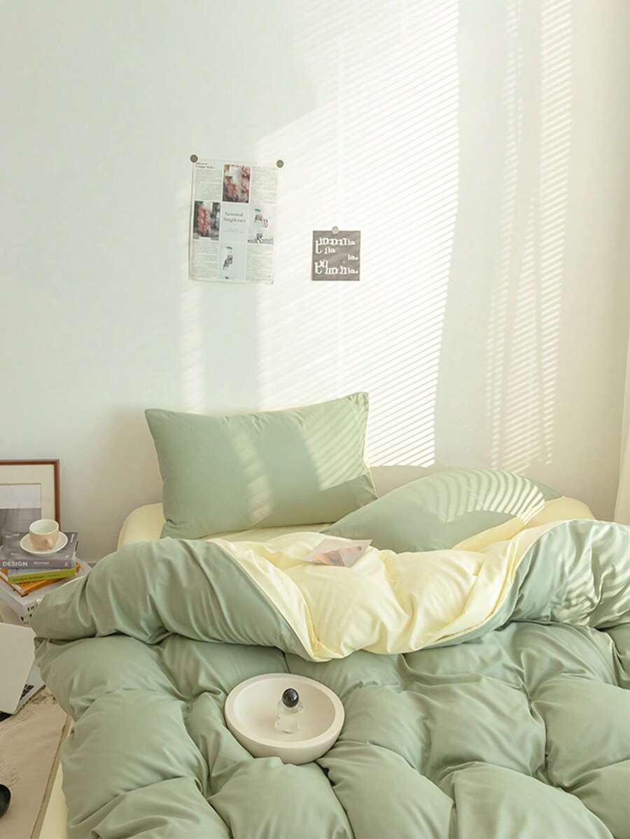 Green Duvet Cover Set (3pcs), Without Filling - Green - View 1