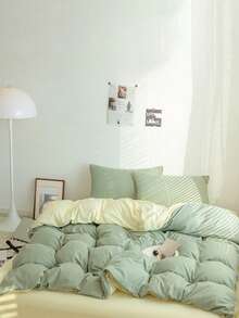 Green Duvet Cover Set (3pcs), Without Filling - Green - View 3