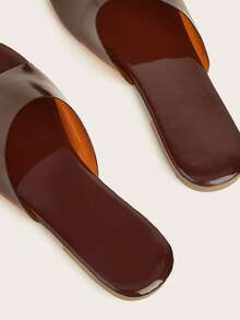 Sandalias planas café marrón transparente de mujeres - Café integral - Ver 5