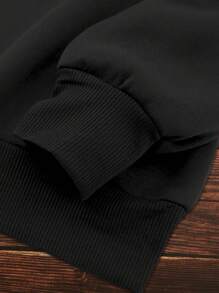 SHEIN EZwear Sudadera Halloween estampado de calabaza con forro térmico - Negro - Ver 3