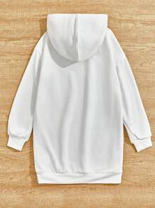 SHEIN Tween Girl Cartoon & Letter Graphic Drop Shoulder Sweatshirt Dress - White - View 2