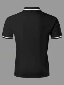 Manfinity Men Contrast Trim Polo Shirt - Grey - View 2